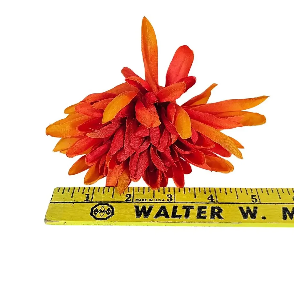 Artificial Silk Fall Mum Flowers 16 Orange Red Stems Autumn Floral Wreath Craft